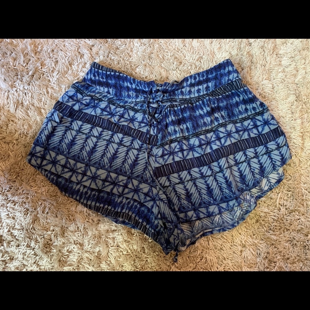 blue patterned shorts